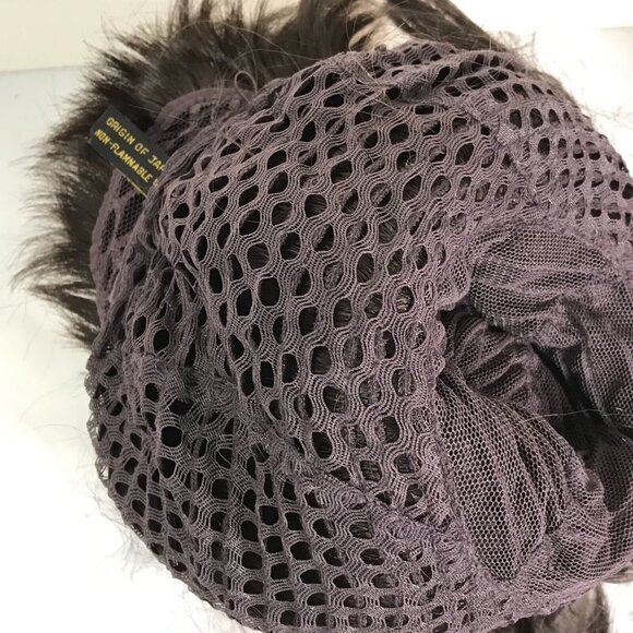 Wig Medium Dark Brown Bangs Bouffant Ratted Halloween Costume Dress Up Cosplay - Picture 6 of 8